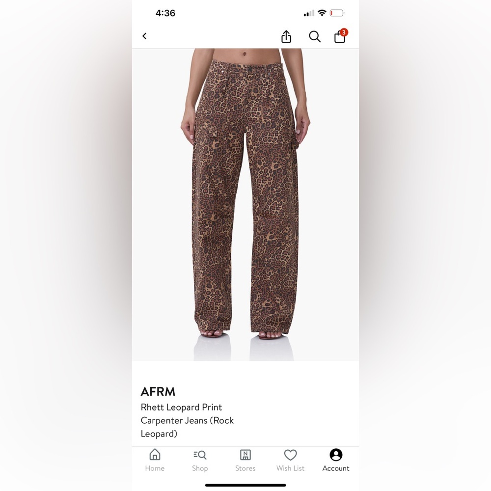 AFRM Rhett Leopard Print Carpenter Jeans (Rock Leopard) Worn once